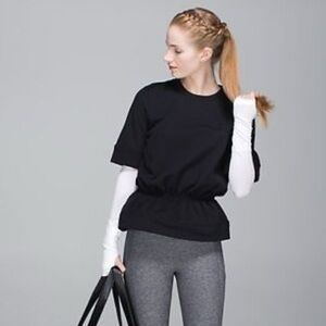 lululemon athletica Black Short Sleeve Peplum Sweatshirt